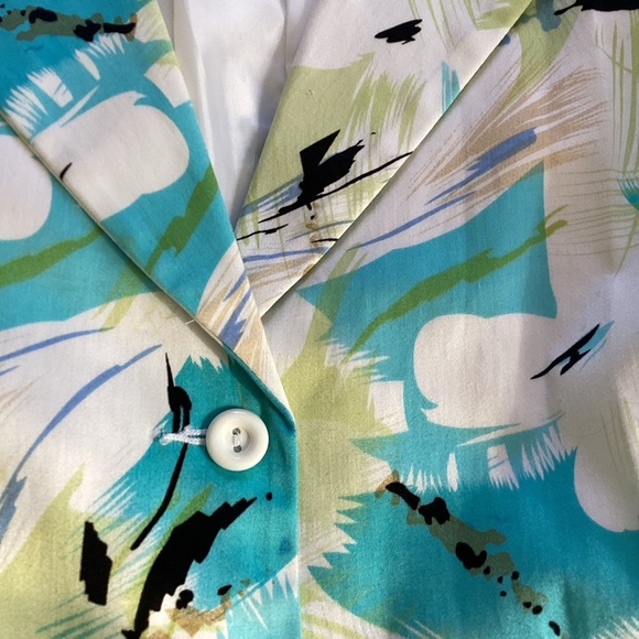 Avenue White & Blue Floral Print Long Sleeve Stretch Jacket (22/24) - Picture 4 of 9
